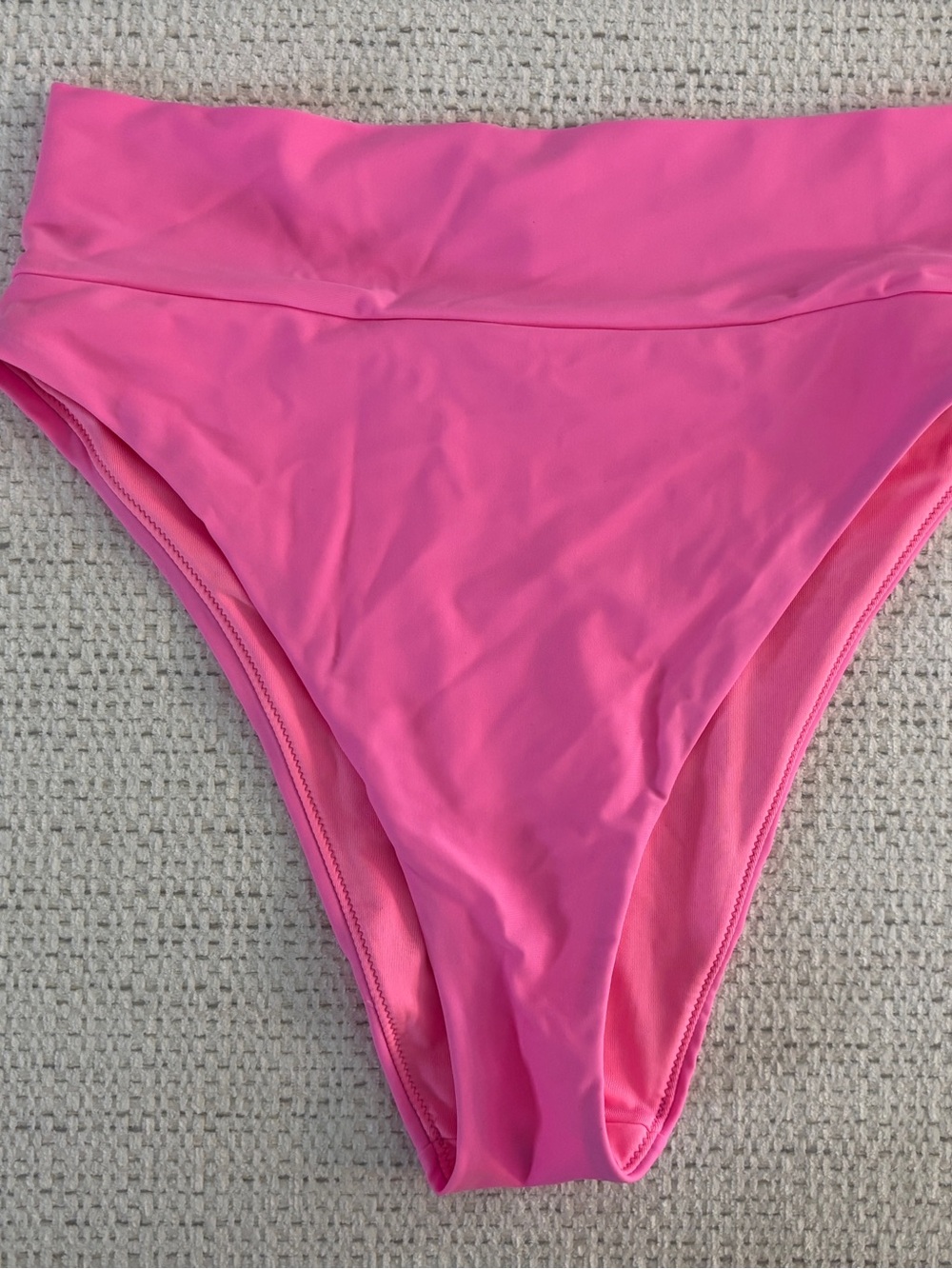 aerie Bright Pink High-Cut Cheeky Bikini Bottom, Size Medium